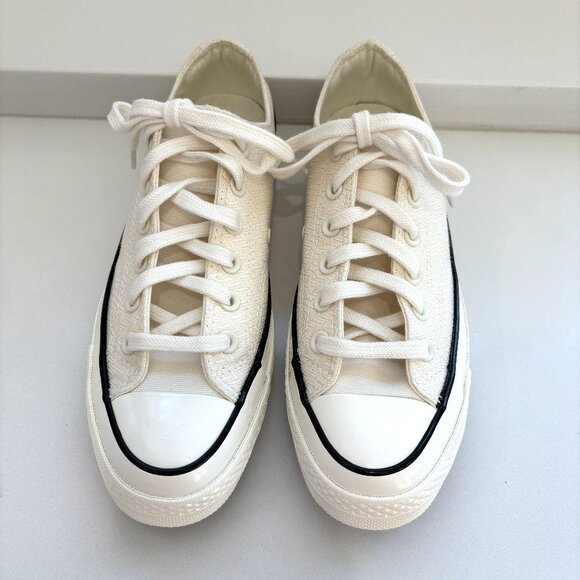 Converse Chuck 70 Ox Chevron Embroidered Sneakers Lace Up Low Top Egret Size 8 - Picture 6 of 9